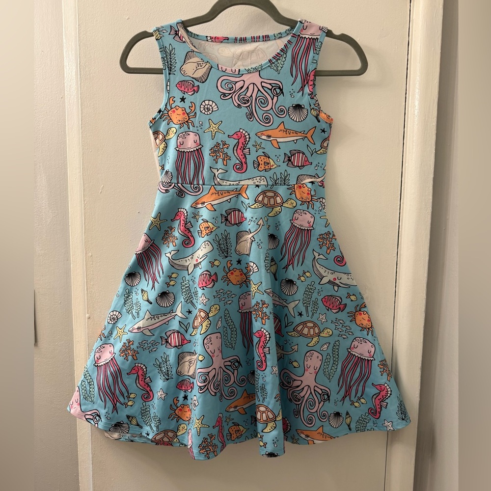 Amazon Ocean Life Kids Dress - Blue and Pink